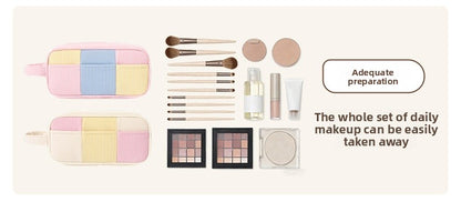 Color Block Corduroy Cosmetic Bag For Women, Stylish And Durable Makeup Pouch