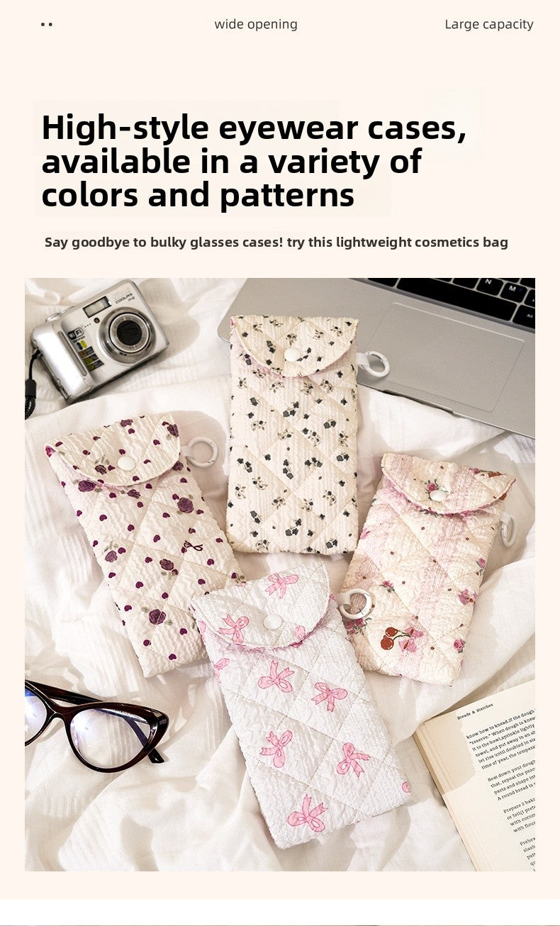 Floral Cloth Eyeglasses Case In Rose Red, Stylish And Durable Eyewear Accessory