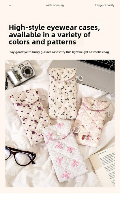 Floral Cloth Eyeglasses Case In Rose Red, Stylish And Durable Eyewear Accessory