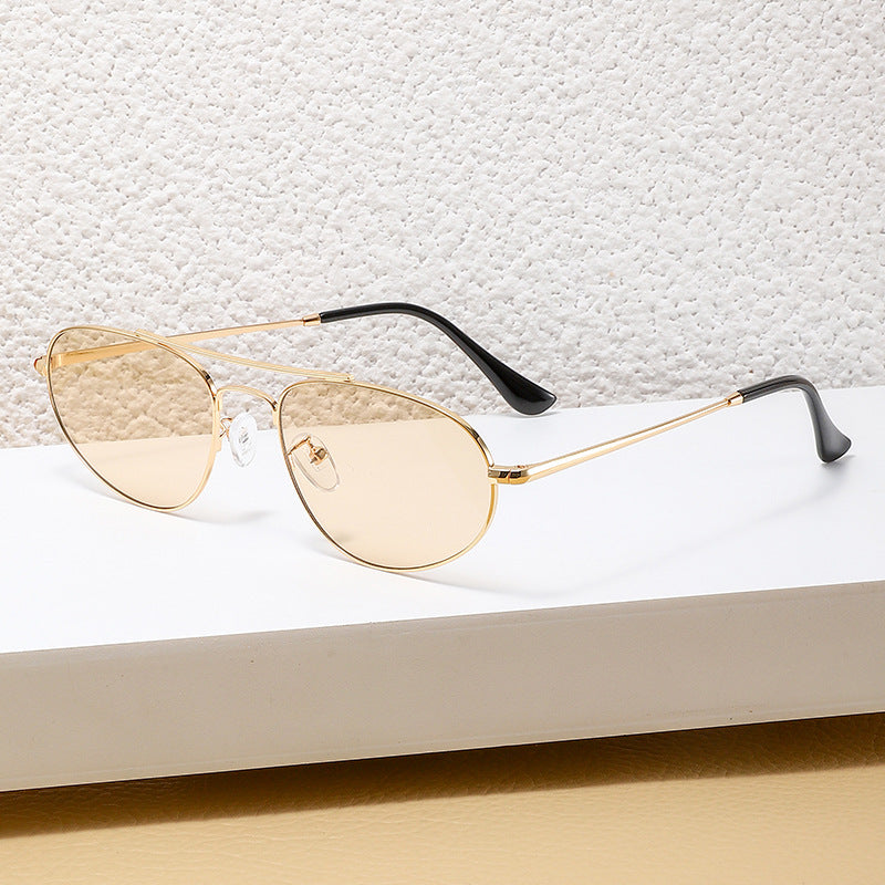 Men's Aviator Sunglasses With Full Frame And PC Lens Material In Golden, Perfect For Spring And Summer