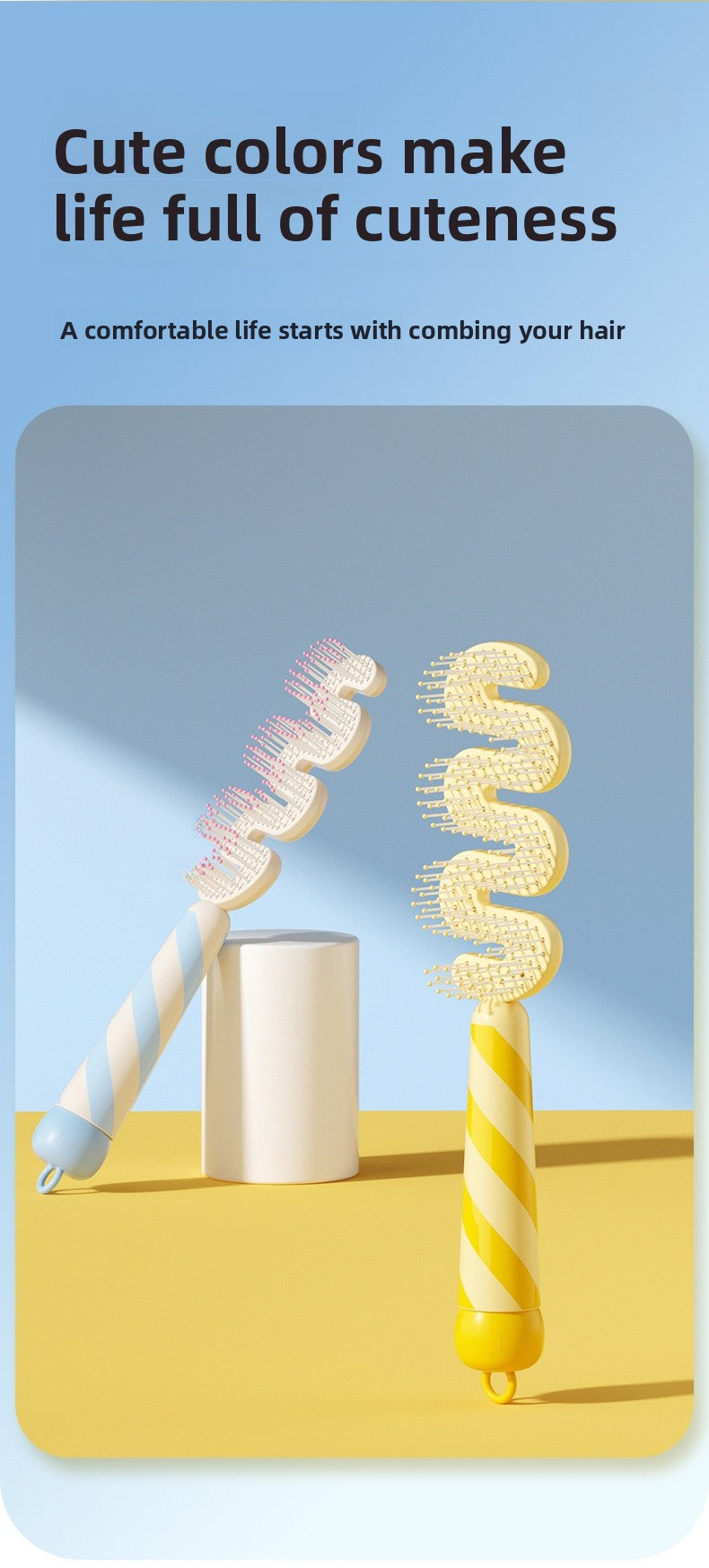 Stripe Pattern Hair Comb For Styling And Detangling, Durable And Lightweight Design