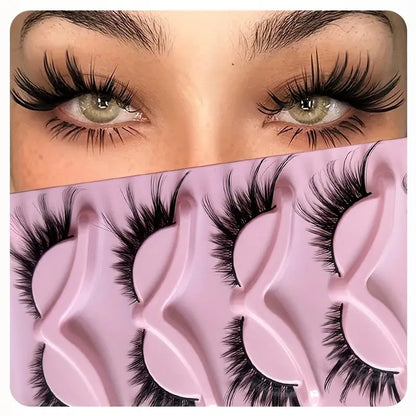 Cat Pattern False Eyelashes, 5 Pairs Made With Soft Artificial Fiber For Natural Look