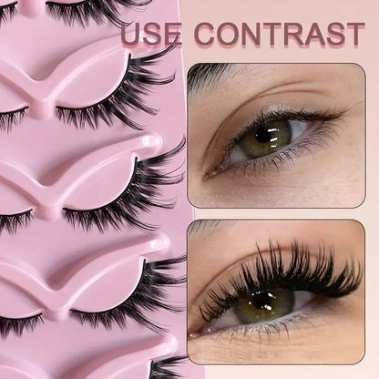 Cat Pattern False Eyelashes, 5 Pairs Made With Soft Artificial Fiber For Natural Look