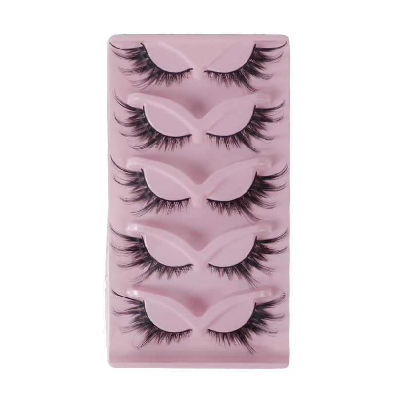 Cat Pattern False Eyelashes, 5 Pairs Made With Soft Artificial Fiber For Natural Look