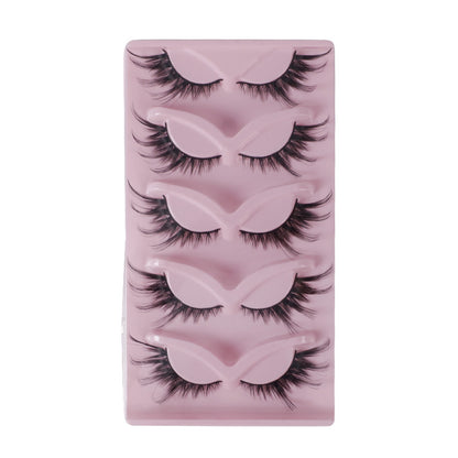 Cat Pattern False Eyelashes, 5 Pairs Made With Soft Artificial Fiber For Natural Look
