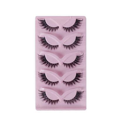 Cat Pattern False Eyelashes, 5 Pairs Made With Soft Artificial Fiber For Natural Look