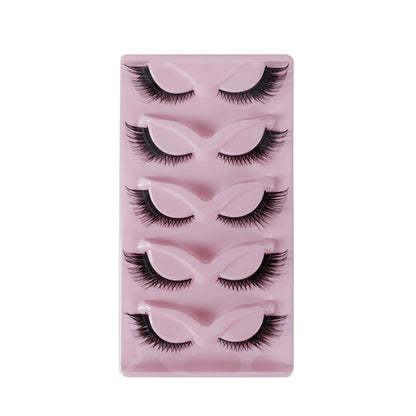 Cat Pattern False Eyelashes, 5 Pairs Made With Soft Artificial Fiber For Natural Look