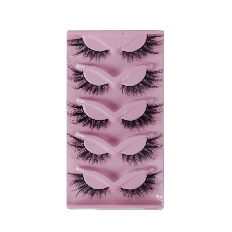 Cat Pattern False Eyelashes, 5 Pairs Made With Soft Artificial Fiber For Natural Look