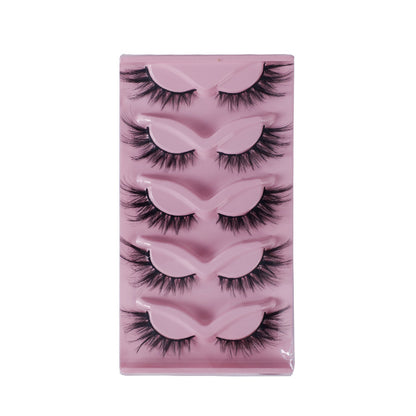 Cat Pattern False Eyelashes, 5 Pairs Made With Soft Artificial Fiber For Natural Look