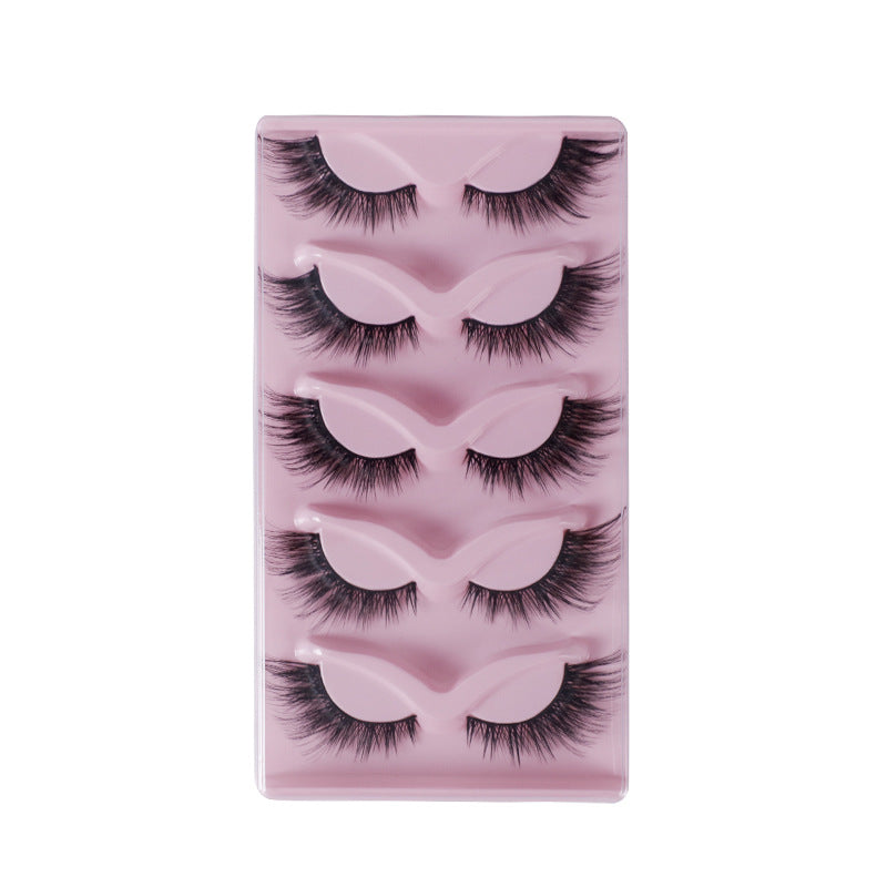 Cat Pattern False Eyelashes, 5 Pairs Made With Soft Artificial Fiber For Natural Look