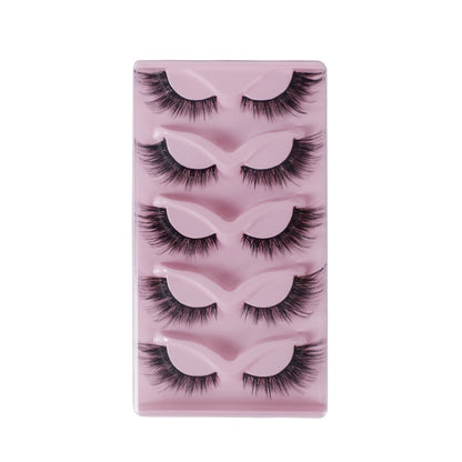 Cat Pattern False Eyelashes, 5 Pairs Made With Soft Artificial Fiber For Natural Look