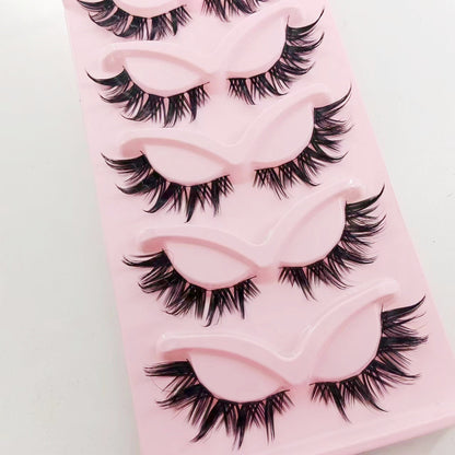 Cat Pattern False Eyelashes, 5 Pairs Made With Soft Artificial Fiber For Natural Look