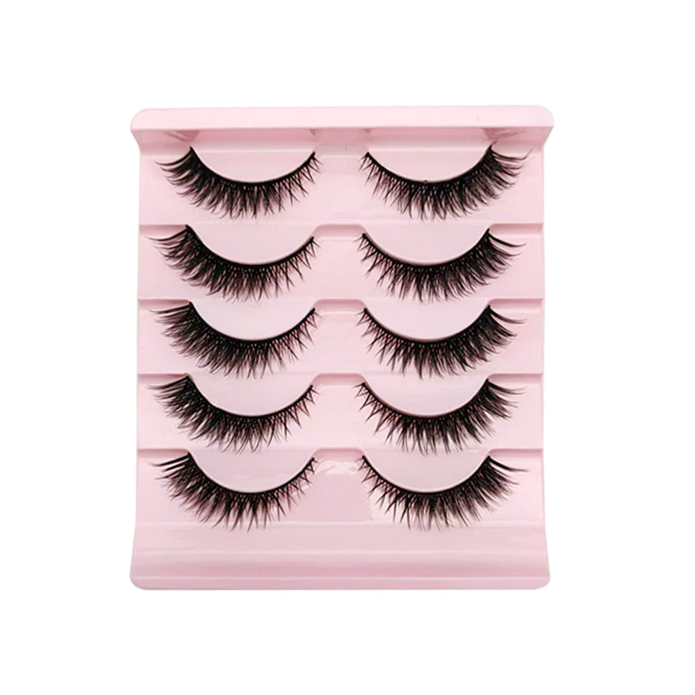 Cat Pattern False Eyelashes, 5 Pairs Made With Soft Artificial Fiber For Natural Look