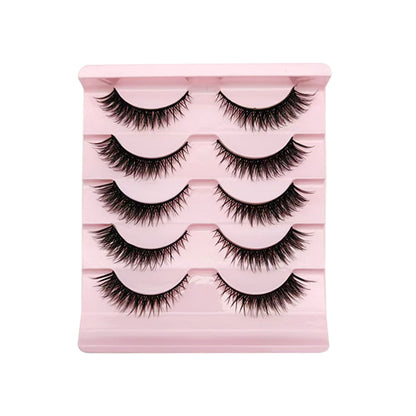 Cat Pattern False Eyelashes, 5 Pairs Made With Soft Artificial Fiber For Natural Look