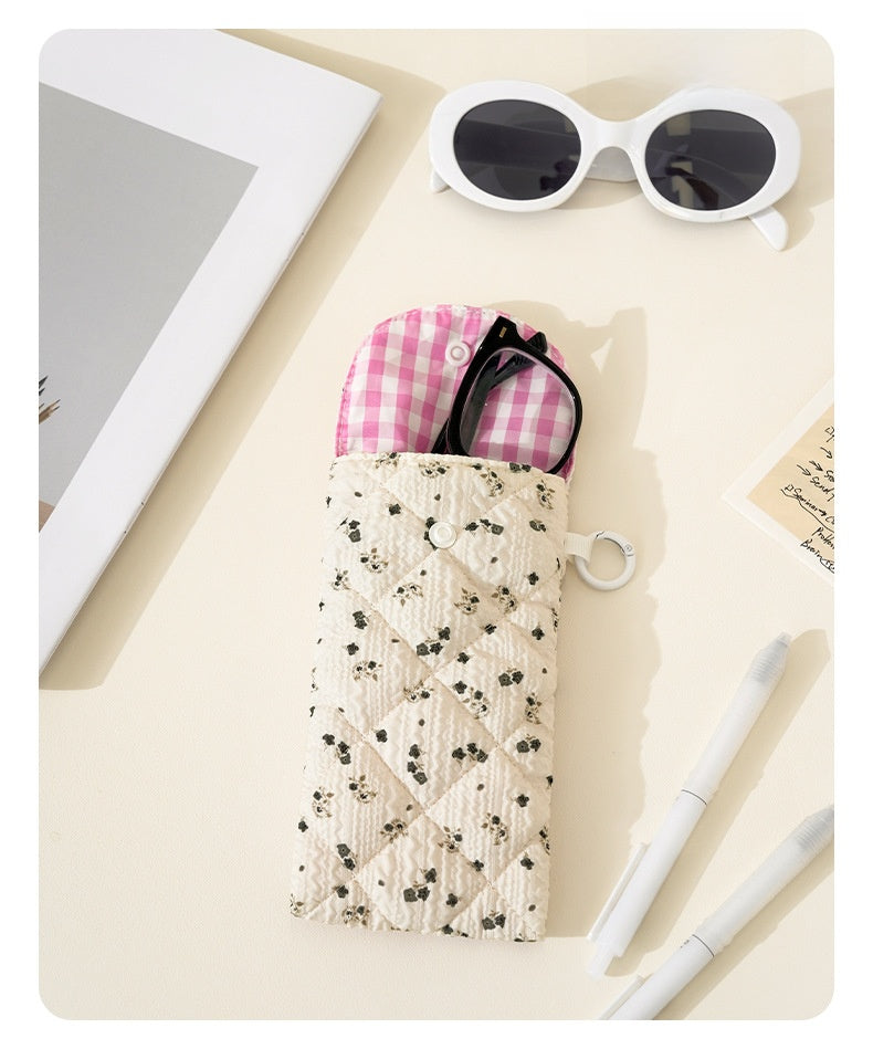 Floral Cloth Eyeglasses Case In Rose Red, Stylish And Durable Eyewear Accessory