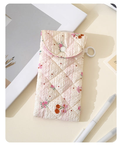 Floral Cloth Eyeglasses Case In Rose Red, Stylish And Durable Eyewear Accessory