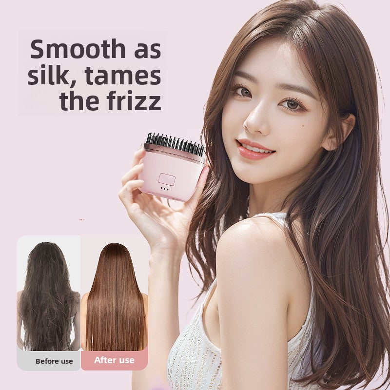 White Electric Hair Straightening Brush For Smooth And Sleek Hair Styling