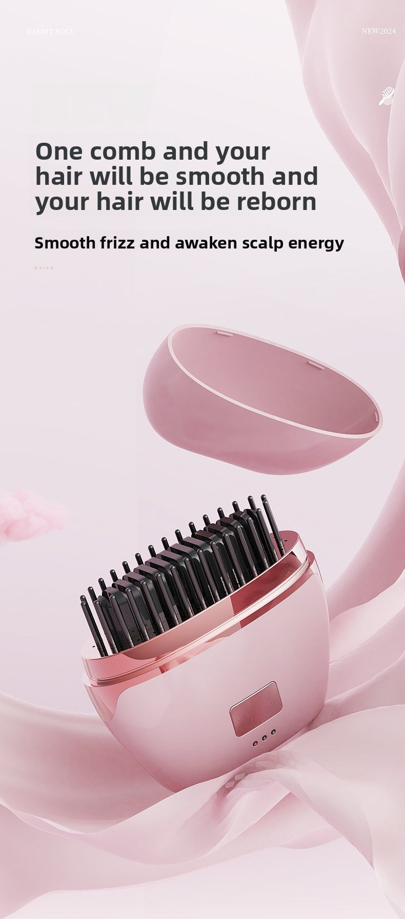 White Electric Hair Straightening Brush For Smooth And Sleek Hair Styling