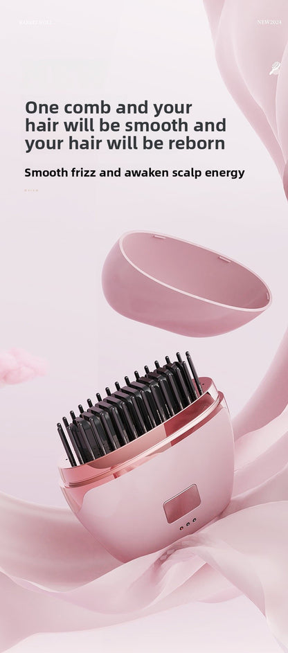 White Electric Hair Straightening Brush For Smooth And Sleek Hair Styling