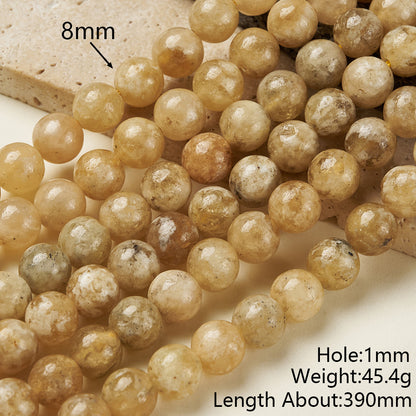 Round Natural Stone Beads Featuring Faceted Cut And Yellow Garnet, Handmade With Hole Under 1mm, 1 Strand Package