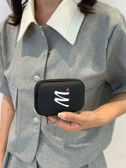 Unisex Square Polyester Letter Pattern Digital Bag, Stylish Small Square Bag For Everyday Use