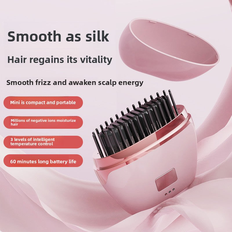 White Electric Hair Straightening Brush For Smooth And Sleek Hair Styling