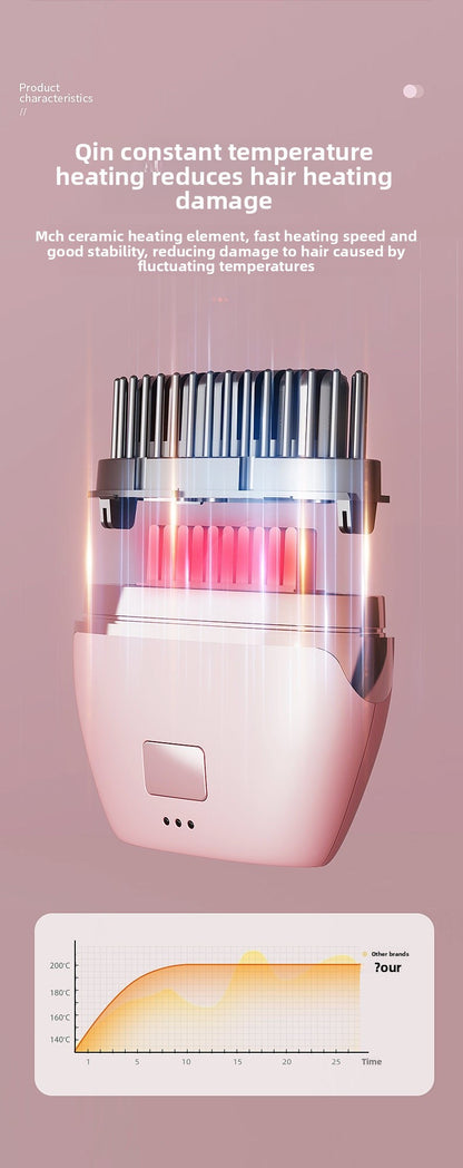 White Electric Hair Straightening Brush For Smooth And Sleek Hair Styling