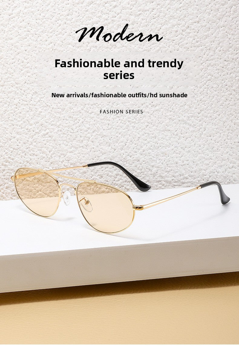 Men's Aviator Sunglasses With Full Frame And PC Lens Material In Golden, Perfect For Spring And Summer