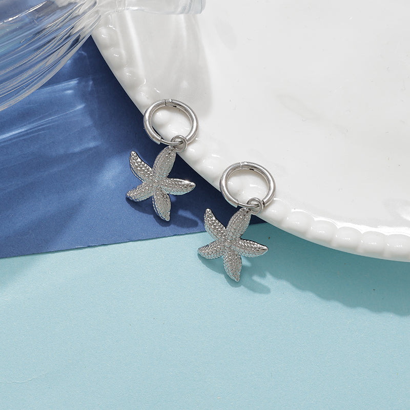 Pentagram Hoop Earrings For Women, Cute Style, Made Of Waterproof Non Tarnish 304 Stainless Steel