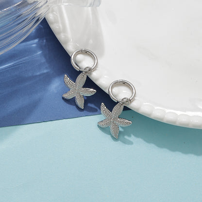 Pentagram Hoop Earrings For Women, Cute Style, Made Of Waterproof Non Tarnish 304 Stainless Steel