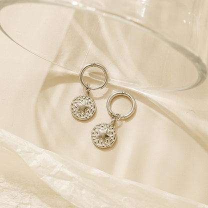 Pentagram Hoop Earrings For Women, Cute Style, Made Of Waterproof Non Tarnish 304 Stainless Steel