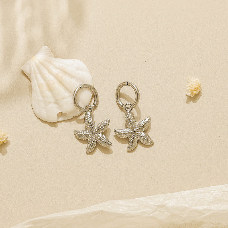 Pentagram Hoop Earrings For Women, Cute Style, Made Of Waterproof Non Tarnish 304 Stainless Steel