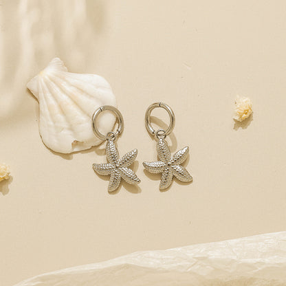 Pentagram Hoop Earrings For Women, Cute Style, Made Of Waterproof Non Tarnish 304 Stainless Steel