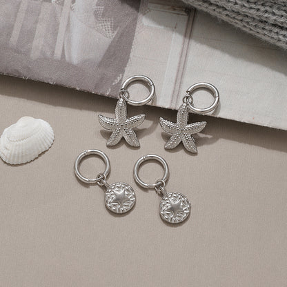 Pentagram Hoop Earrings For Women, Cute Style, Made Of Waterproof Non Tarnish 304 Stainless Steel