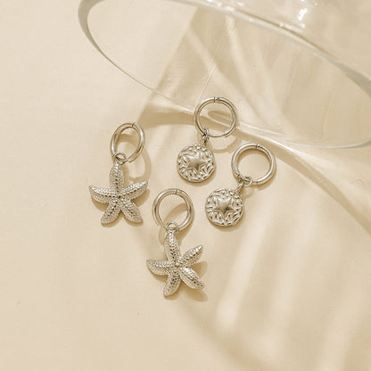 Pentagram Hoop Earrings For Women, Cute Style, Made Of Waterproof Non Tarnish 304 Stainless Steel