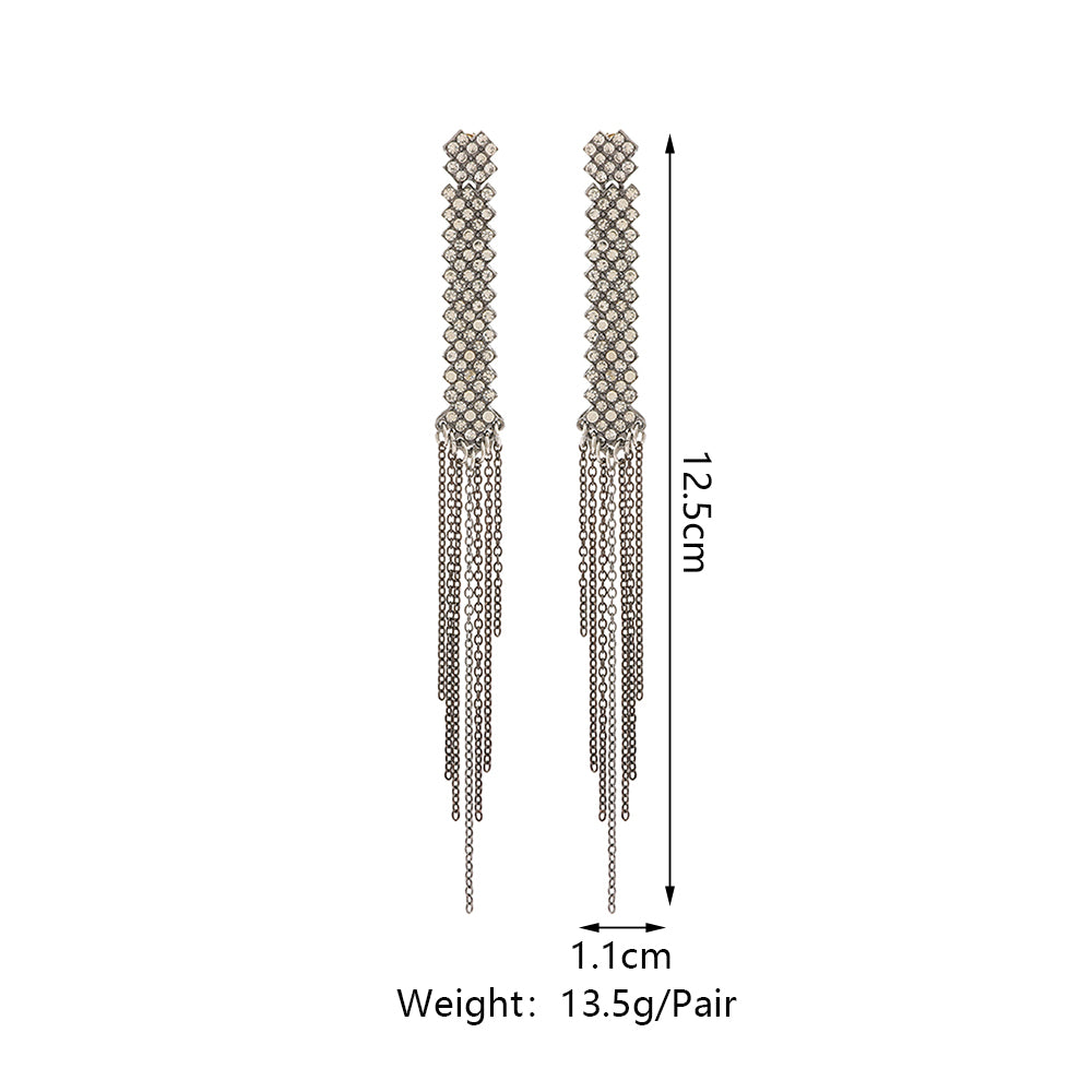 Luxurious Zinc Alloy Tassel Earrings For Women With Rhinestones, Perfect For Wedding Occasions