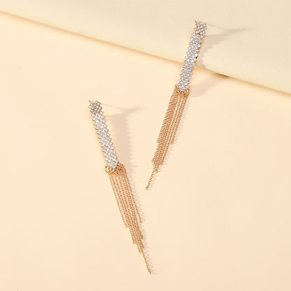 Luxurious Zinc Alloy Tassel Earrings For Women With Rhinestones, Perfect For Wedding Occasions