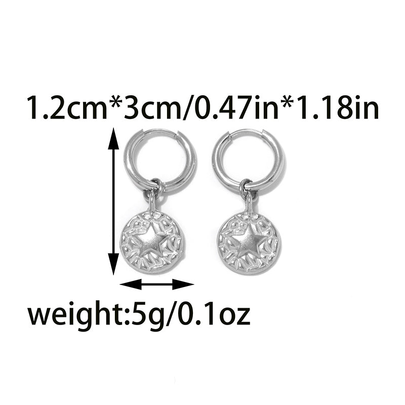 Pentagram Hoop Earrings For Women, Cute Style, Made Of Waterproof Non Tarnish 304 Stainless Steel