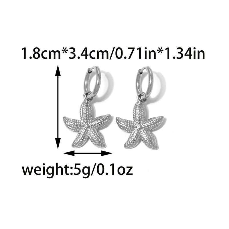 Pentagram Hoop Earrings For Women, Cute Style, Made Of Waterproof Non Tarnish 304 Stainless Steel