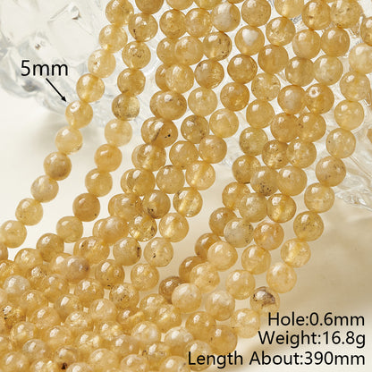 Round Natural Stone Beads With Faceted Cut In Yellow Garnet, Handmade, 1 Strand Package, Hole Under 1mm