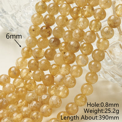 Round Natural Stone Beads With Faceted Cut In Yellow Garnet, Handmade, 1 Strand Package, Hole Under 1mm