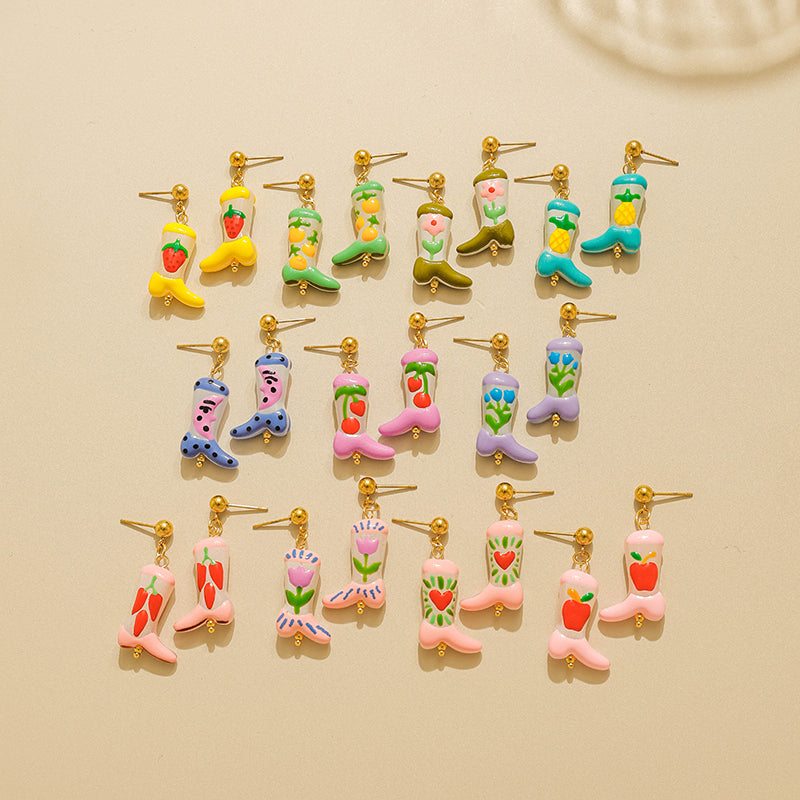 Cute Fruit Stud Earrings For Women, Electroplated Ceramics With 18K Gold Plated Finish