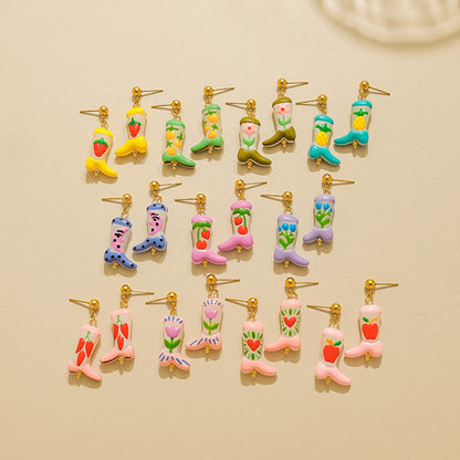Cute Fruit Stud Earrings For Women, Electroplated Ceramics With 18K Gold Plated Finish