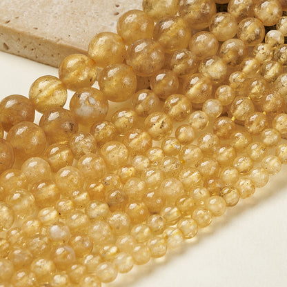 Round Natural Stone Beads With Smooth Finish And Hole Under 1mm, 1 Strand Package, Handmade Jewelry Making Beads