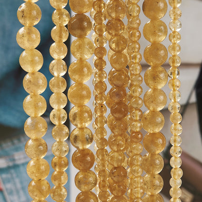 Round Natural Stone Beads With Smooth Finish And Hole Under 1mm, 1 Strand Package, Handmade Jewelry Making Beads