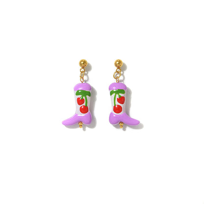 Cute Fruit Stud Earrings For Women, Electroplated Ceramics With 18K Gold Plated Finish