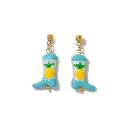 Cute Fruit Stud Earrings For Women, Electroplated Ceramics With 18K Gold Plated Finish