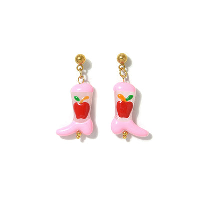 Cute Fruit Stud Earrings For Women, Electroplated Ceramics With 18K Gold Plated Finish