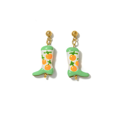 Cute Fruit Stud Earrings For Women, Electroplated Ceramics With 18K Gold Plated Finish