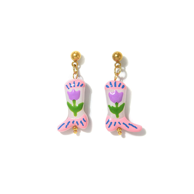 Cute Fruit Stud Earrings For Women, Electroplated Ceramics With 18K Gold Plated Finish